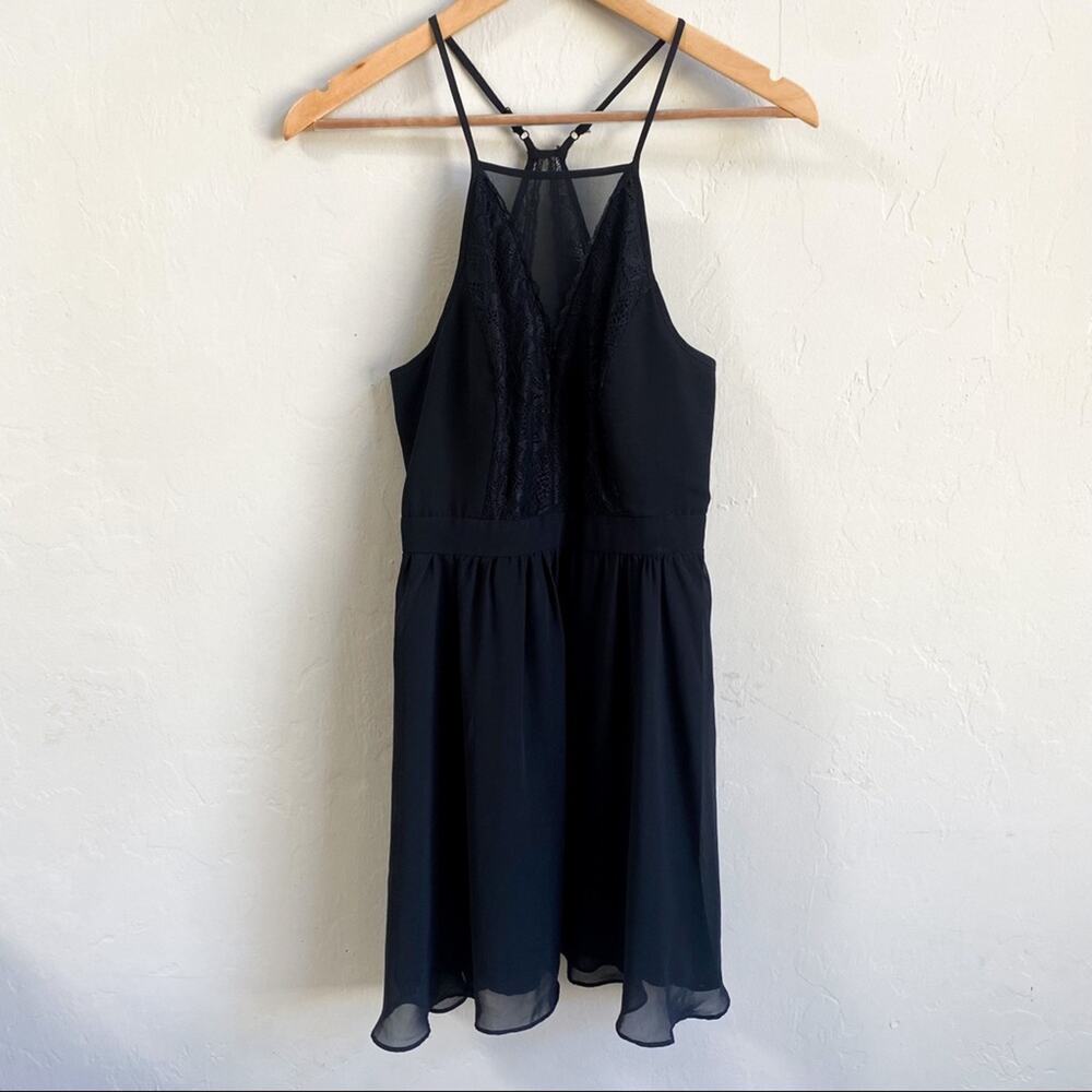 BCBGeneration Black Lace Halter Chiffon Mini Dress‎ 2